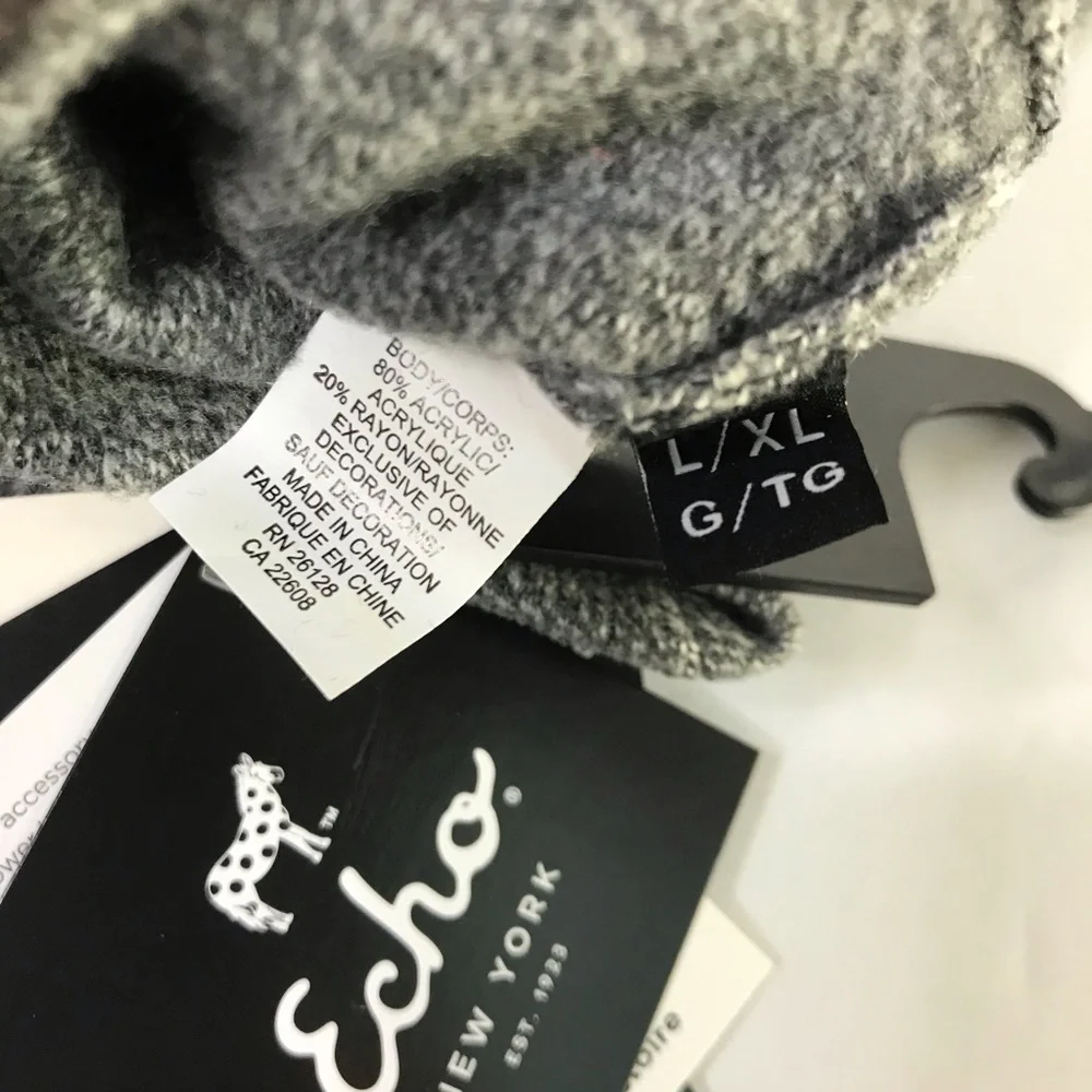 NORDSTROM ECHO New York Echo Touch Gray Heathered Gloves NEW Size L/XL
